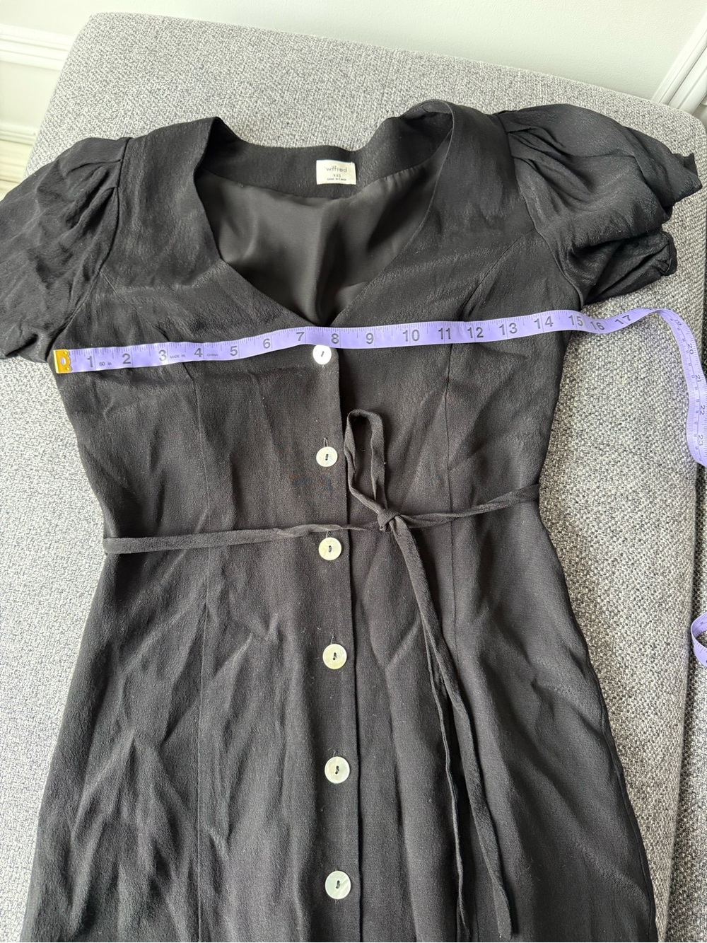 Aritzia Wilfred Black V neck Button Front Midi Dress - Picture 6 of 7